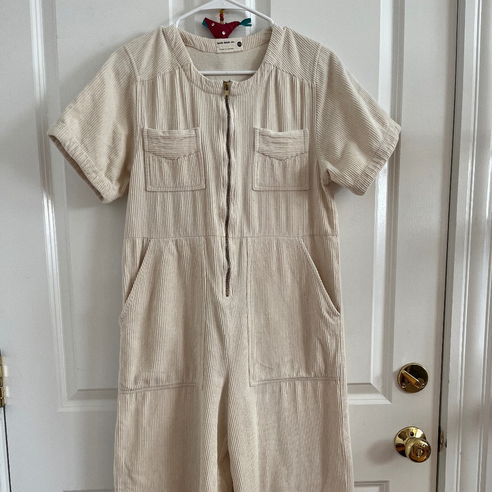 XS! Back Beat Co. Organic Cotton Corduroy Zip Up Wide Leg Jumpsuit